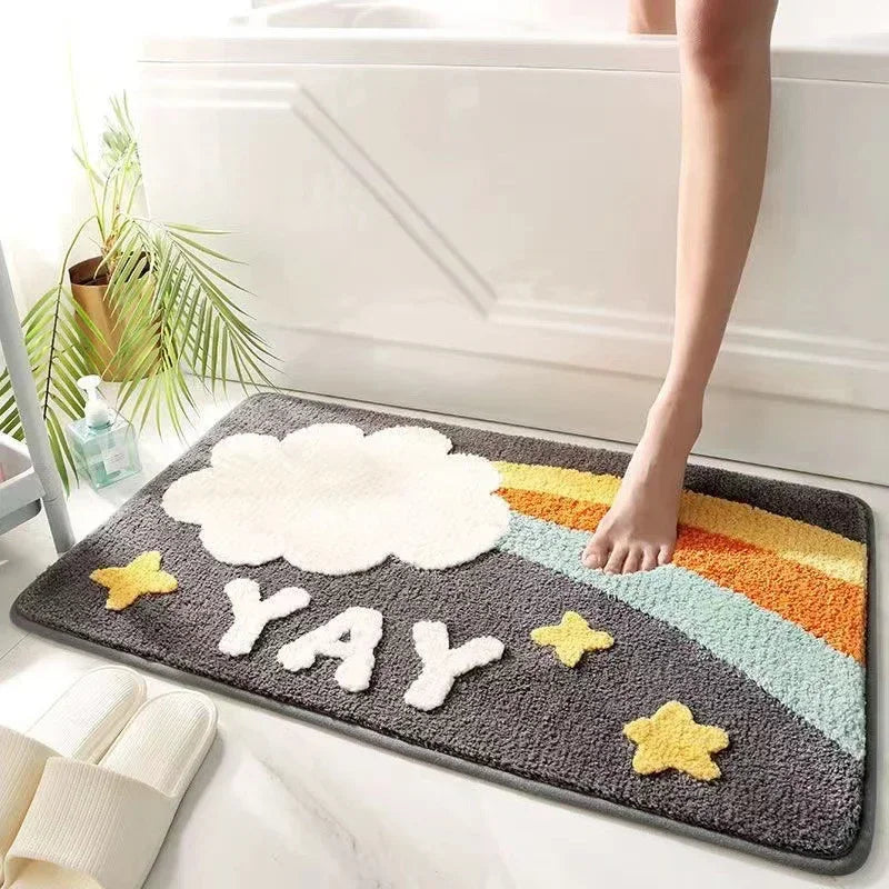 Cute Bedroom Rug Soft Living Room Carpet Non Slip Bathroom Floor Mat Faux Cashmere Entrance Doormat Bath Mat Room Decor