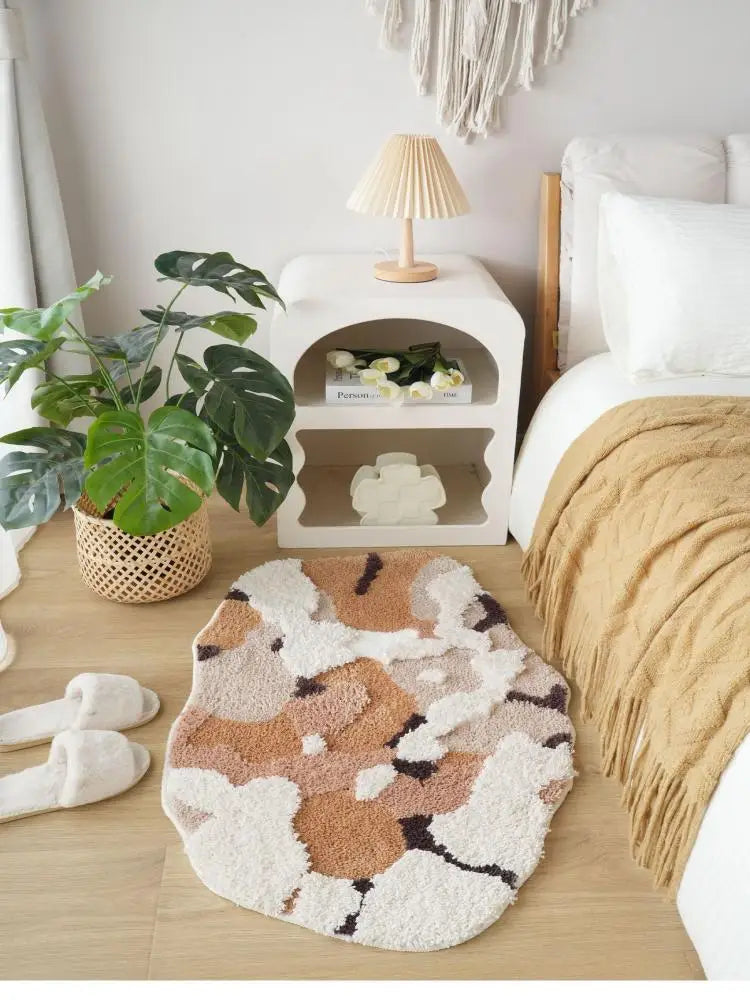 VIKAMA Imitation Cashmere Cute Cartoon Carpet Shaped Rugs Bedside Carpets Home Decor Living Room Sofa Rugs Non-Slip Bedroom Mat
