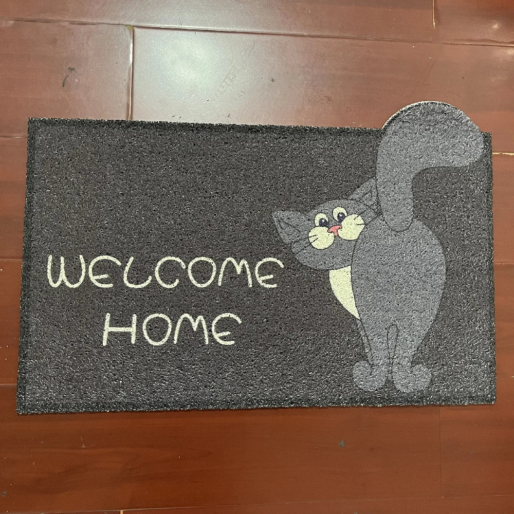Welcome Doormat Entrance Hallway Printed Cartoon Corgi Non-Slip Floor Mats Front Doormats Outdoor Rugs  Bedroom Kitchen Carpets