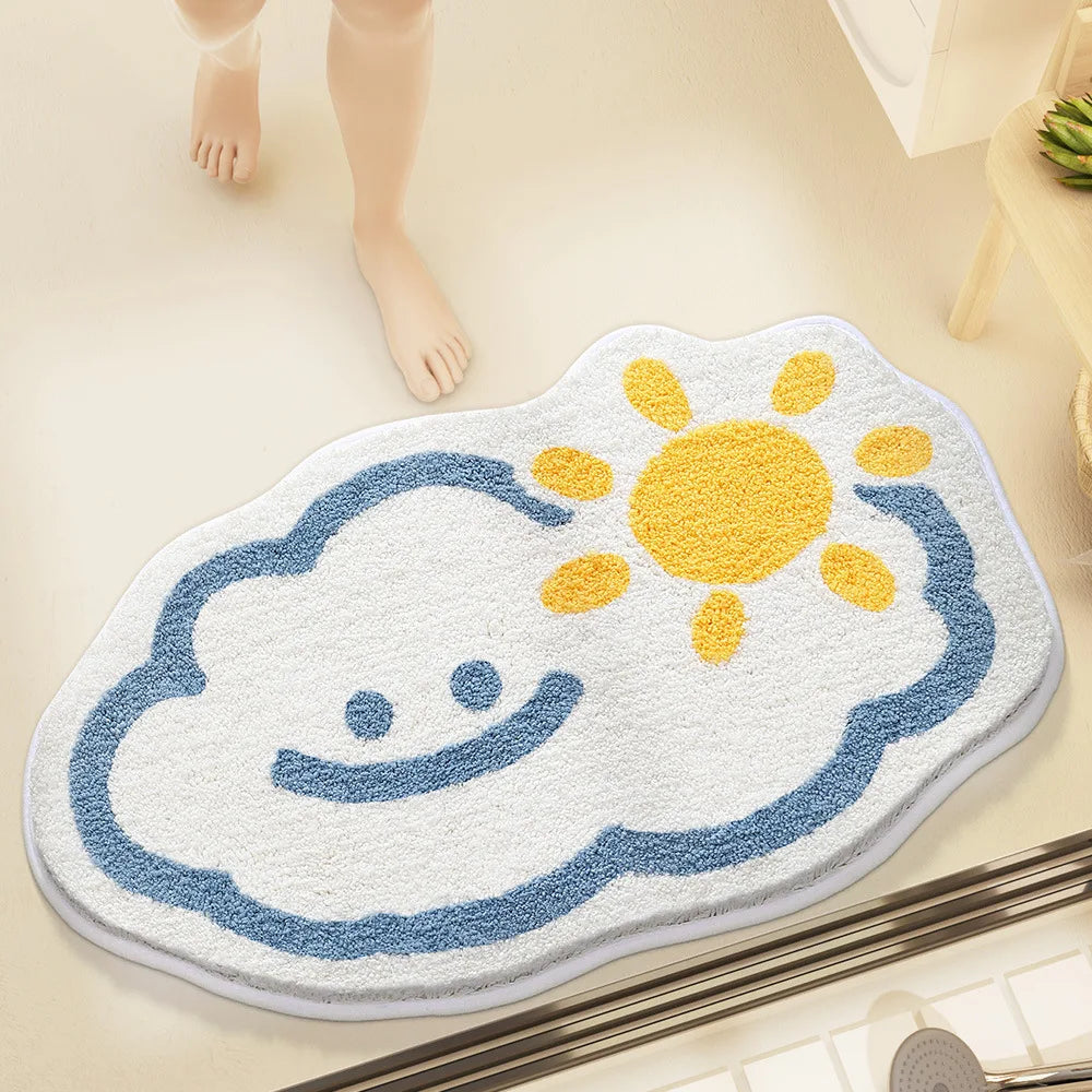Bathroom Mat, Absorbent Mat, Household Bathroom Entrance Mat, Semi-circular Anti Slip Carpet, Door Mat