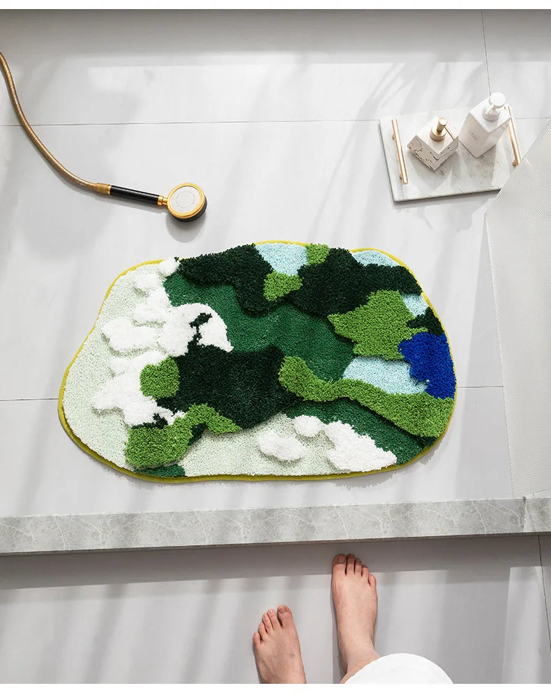 Thicken Moss Tufted Doormat Forest Aesthetics Kitchen Carpet Anti Slip Bath Mat Home Decor Entrance/Hallway Room Rug Customized