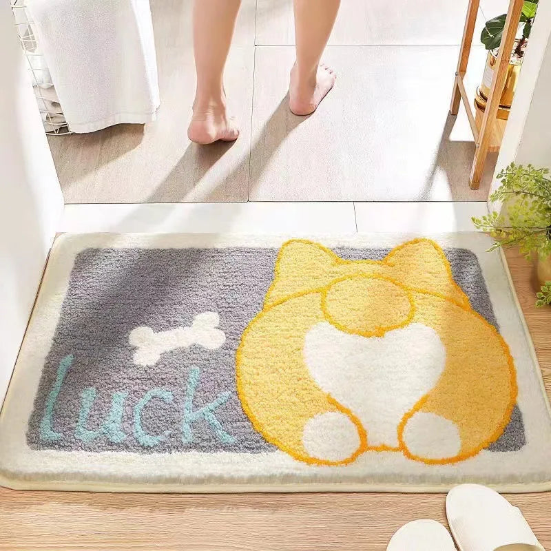Cartoon Floor Mat, Bathroom, Water Absorption, Household Toilet, Doorstep, Bathroom, Non Slip Entrance Mat, Bedroom Carpet
