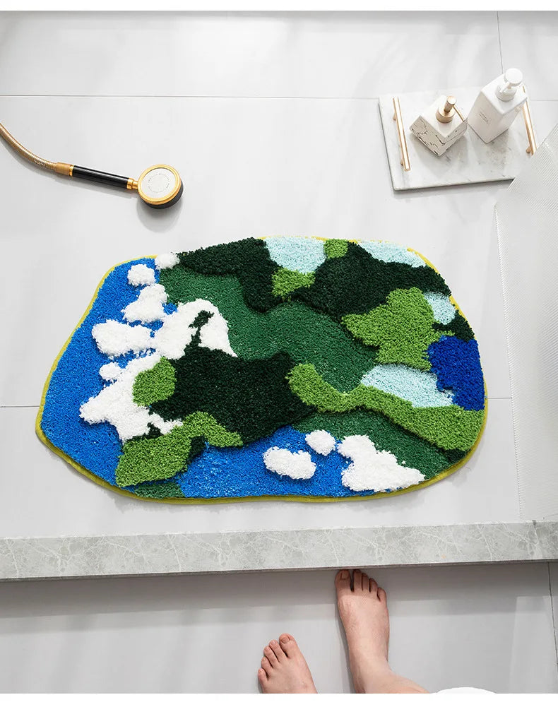 Thicken Moss Tufted Doormat Forest Aesthetics Kitchen Carpet Anti Slip Bath Mat Home Decor Entrance/Hallway Room Rug Customized