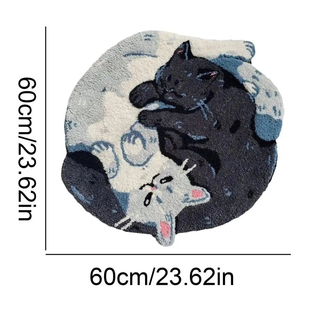Cat Bathroom Rug Hugging Cat Pattern Plush Bathroom Decor Mat Funny Machine Wash Water Absorbent Thick Shower Rug With Non-Slip