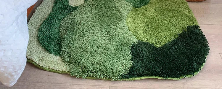 Garden Moss Hand Tufted Area Rug, Bedroom Bedside Rugs, Flocked Art Deco Carpet, Thickened Microfiber Floor Mat, Super Soft