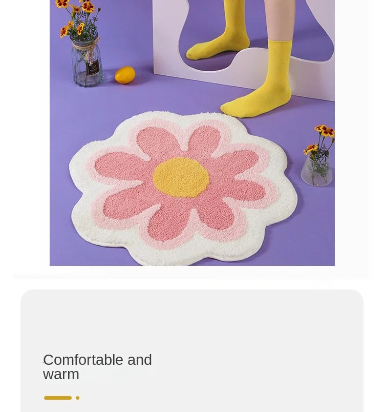 VIKAMA Simple Ins Flowers Imitation Cashmere Carpet Home Decoration Living Room Bedroom Non-Slip Mat Bathroom Absorbent Door Mat