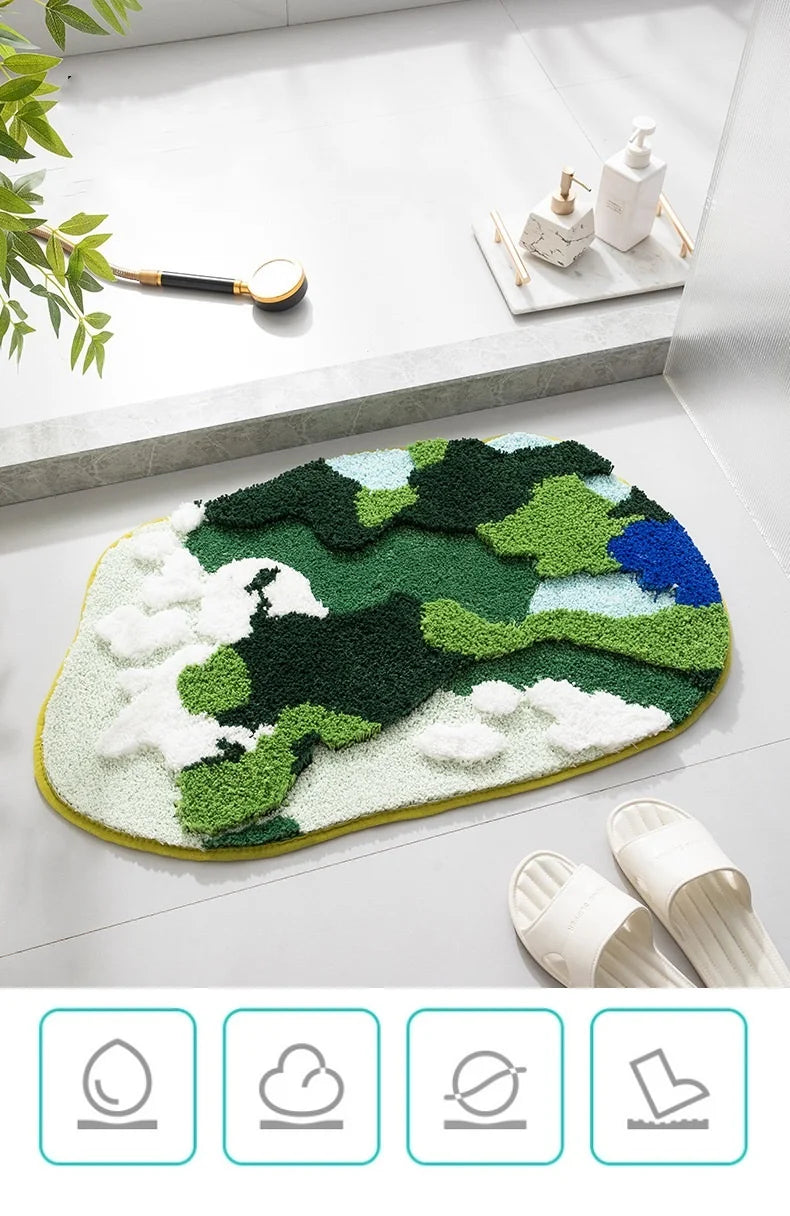 Thicken Moss Tufted Doormat Forest Aesthetics Kitchen Carpet Anti Slip Bath Mat Home Decor Entrance/Hallway Room Rug Customized