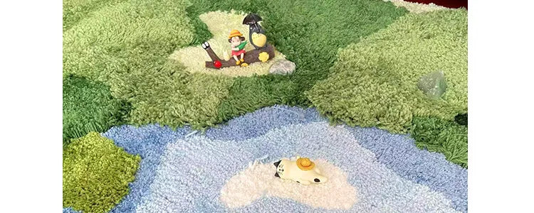 Garden Moss Hand Tufted Area Rug, Bedroom Bedside Rugs, Flocked Art Deco Carpet, Thickened Microfiber Floor Mat, Super Soft