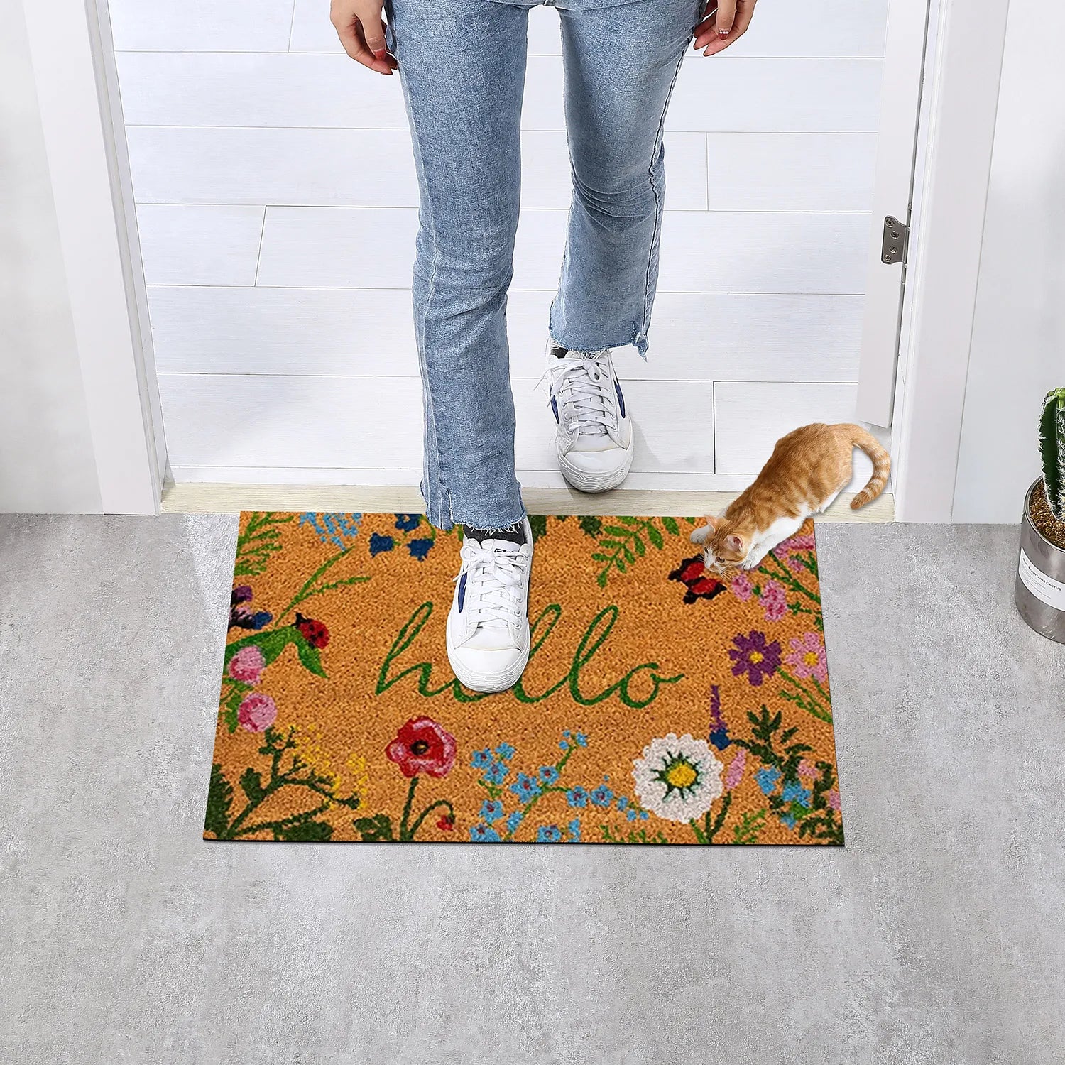 Thin Non-slip Floor Rug Mat, Durable Welcome Doormat Outdoor Entrance Mat, Welcome Mat, Machine Washable, Suitable for Family,