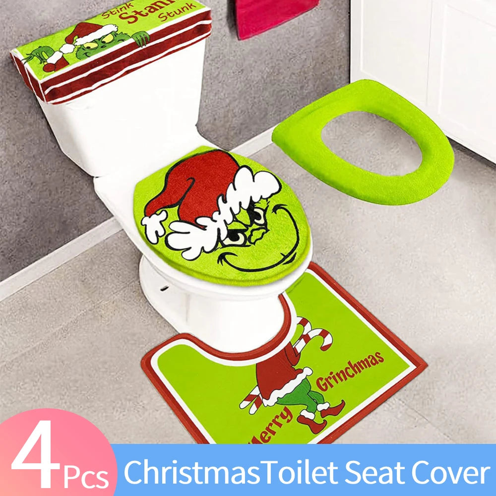 4Pcs/Set The Grinch Toilet Seat Cover
