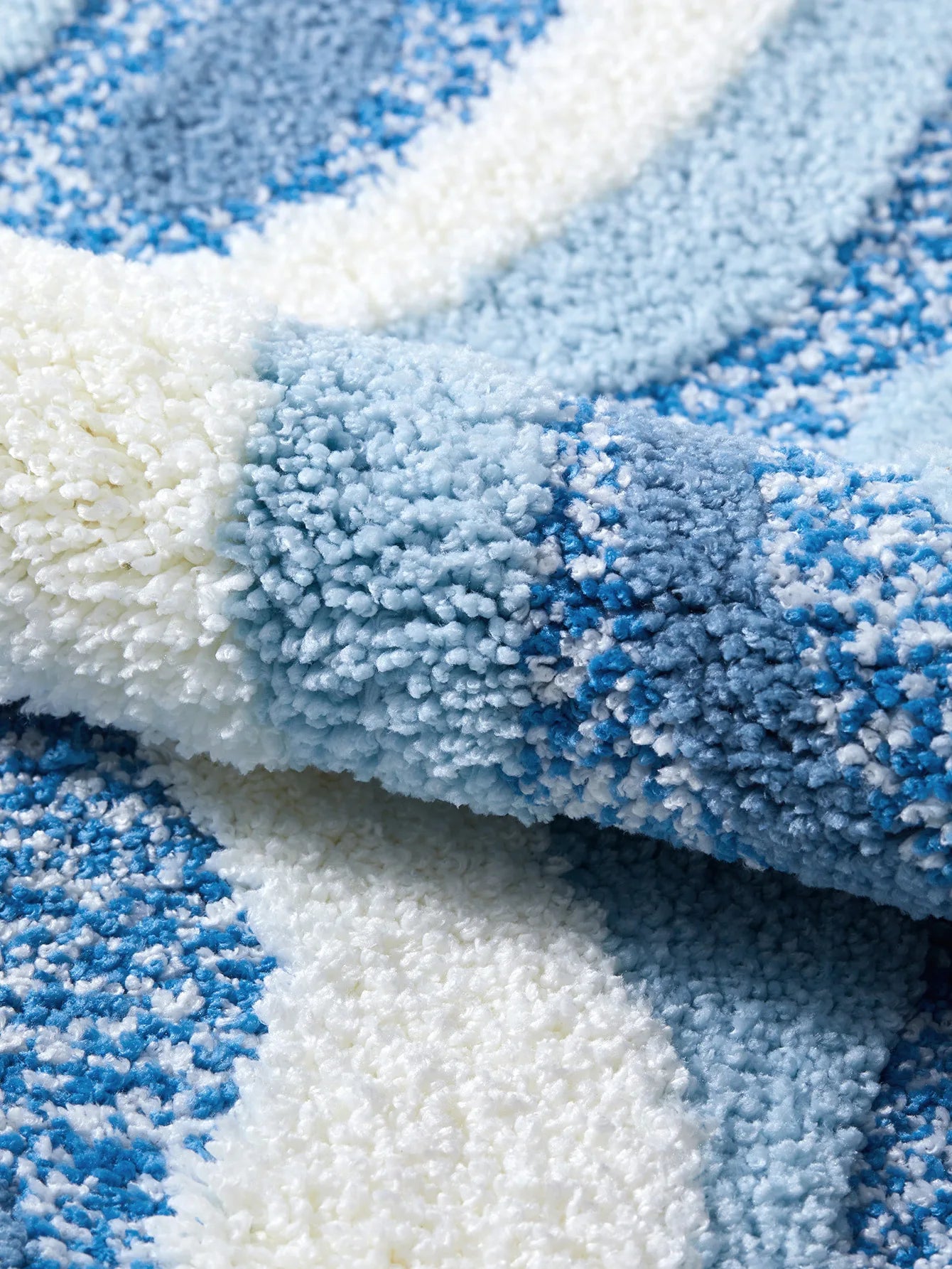 70x160CM Hand-Tufted Wave Bedside Rug, Home Bedroom Decoration Area Rugs, Microfiber Flocked Bathroom Non-slip Absorbent Mat