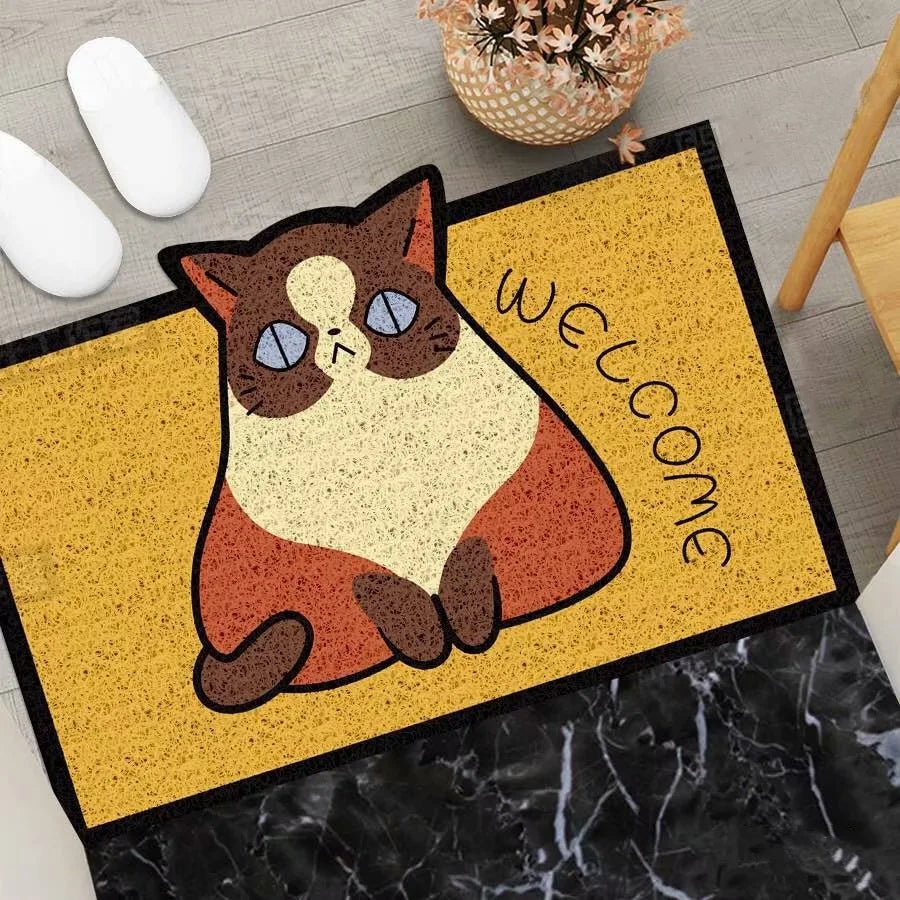 Cartoon Semicircular Carpet Entrance Mat Silk Circle Pet Mat Home Small Carpet Bedroom Bathroom Nonslip Doormat Dustproof Carpet
