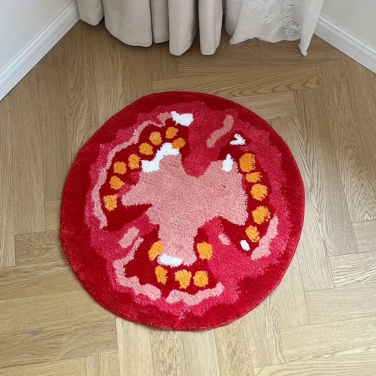 Tomato Fruit Tufted Rug Cartoon Funny Pattern Rug Living Room Indoor Entrance Floor Mat Bedroom Bedside Area Decor Rugs Soft
