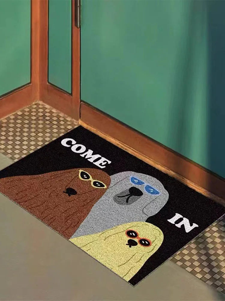 Funny Cats Entrance Doormat Dogs Anti-slip PVC Floor Mats Easy Clean Entry Porch Hallway Entryway Home Decor Dust Removal Carpet