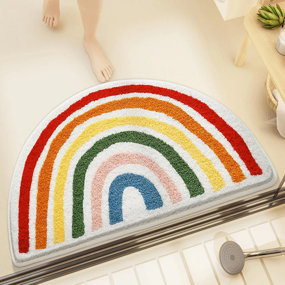 Bathroom Mat, Absorbent Mat, Household Bathroom Entrance Mat, Semi-circular Anti Slip Carpet, Door Mat