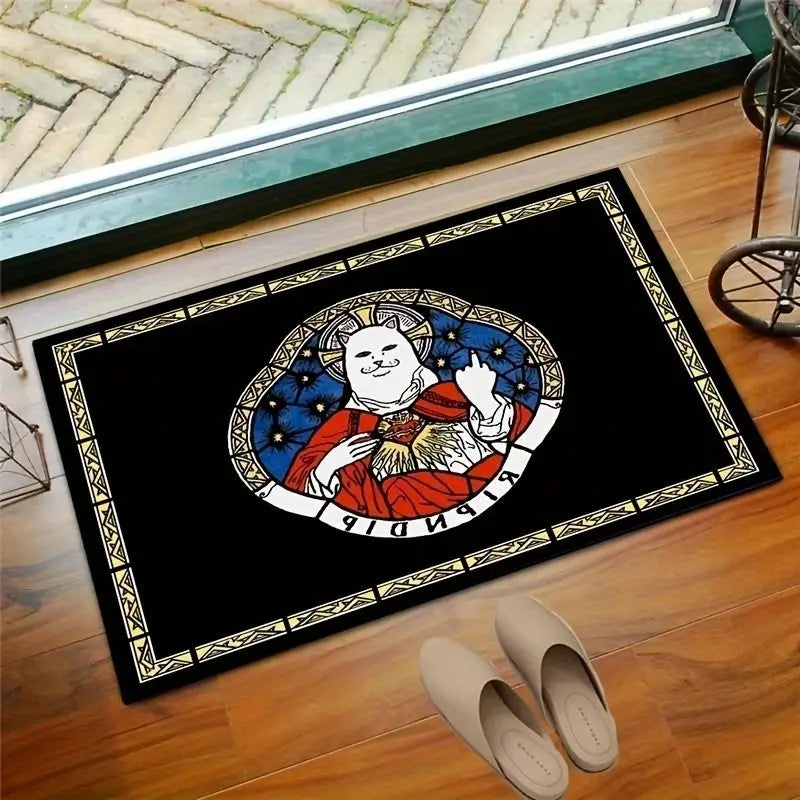 Cartoon Cat Pattern Mat Non-slip Easy To Clean Rug Wrinkle-Resistant Doormat Outdoor Entrance Floor Decorative Washable Carpet
