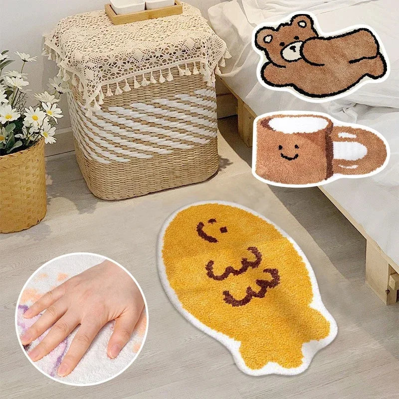 Cute Bedroom Rug Soft Living Room Carpet Non Slip Bathroom Floor Mat Faux Cashmere Entrance Doormat Bath Mat Room Decor