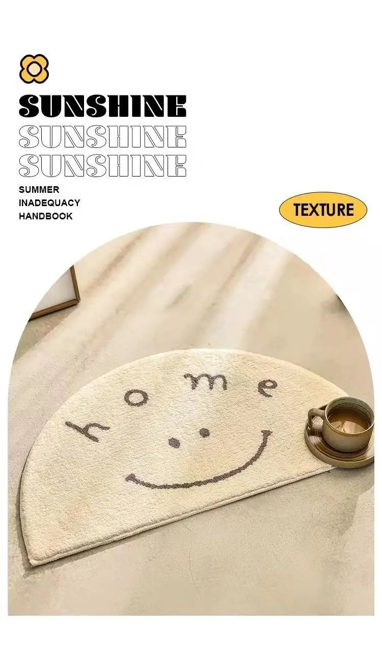 Nordic Flower Rug Cartoon Decor Carpet for Living Room Bedroom Bedside Area Rug  Smile Floor Mat Non-slip Bath Mat