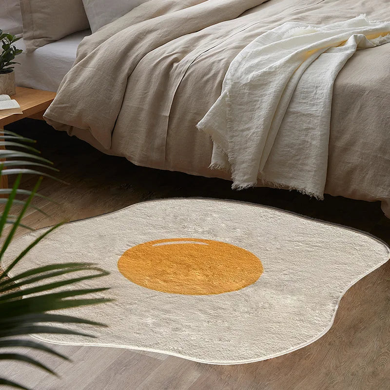 Nordic Flower Rug Ins Egg Sunflower Carpet for Bedroom Living Room Cute Plush Floor Mat Simple Round Bedside Decor Area Rugs