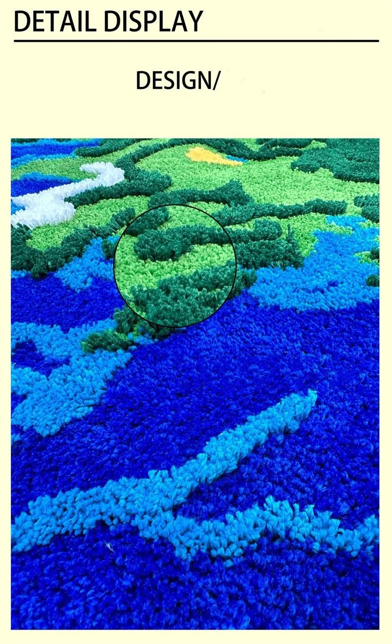 Cartoon Earth Round Rug For Bedroom Home Decor Soft Kids Play Floor Mat Thick Tufted Children Crawling Tatami Carpet