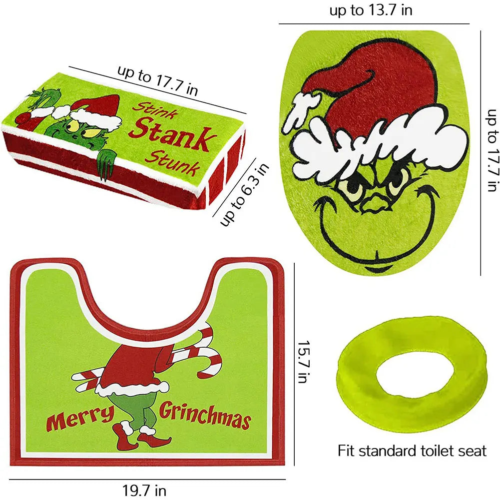 4Pcs/Set The Grinch Toilet Seat Cover