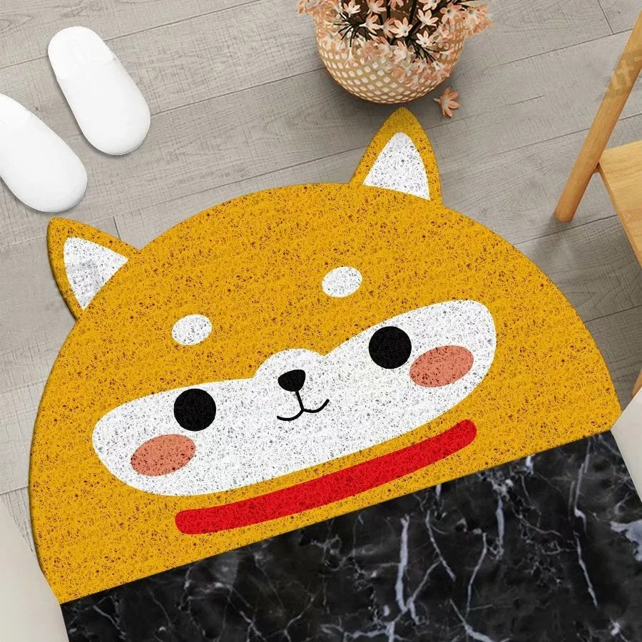Cartoon Semicircular Carpet Entrance Mat Silk Circle Pet Mat Home Small Carpet Bedroom Bathroom Nonslip Doormat Dustproof Carpet