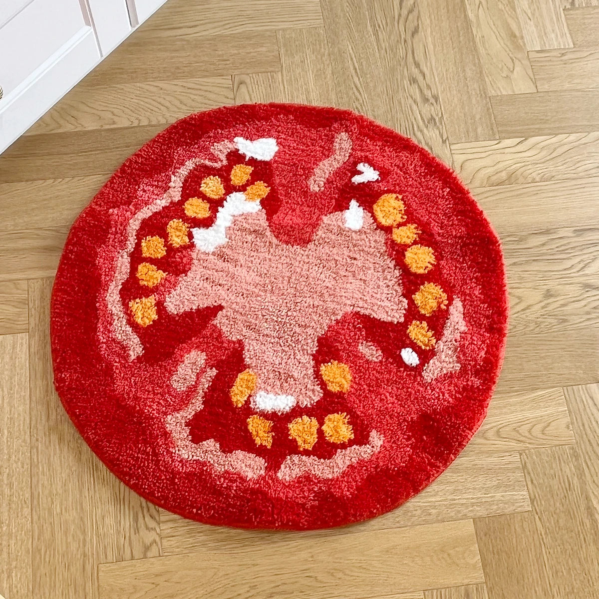 Tomato Fruit Tufted Rug Cartoon Funny Pattern Rug Living Room Indoor Entrance Floor Mat Bedroom Bedside Area Decor Rugs Soft