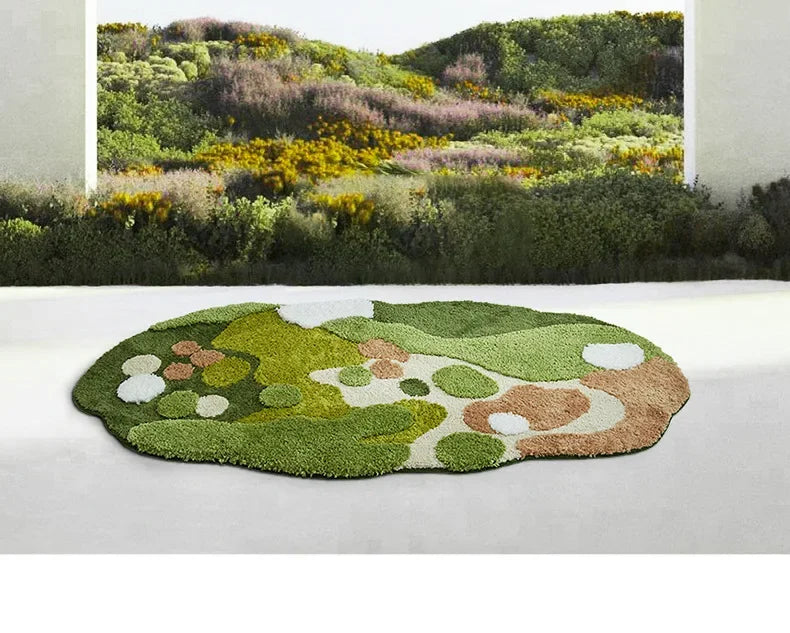 Household Moss Imitation Cashmere Coffee Table Rug Shaped Thicken Bedroom Bedside Mat Non-slip Absorbent Living Room Carpet