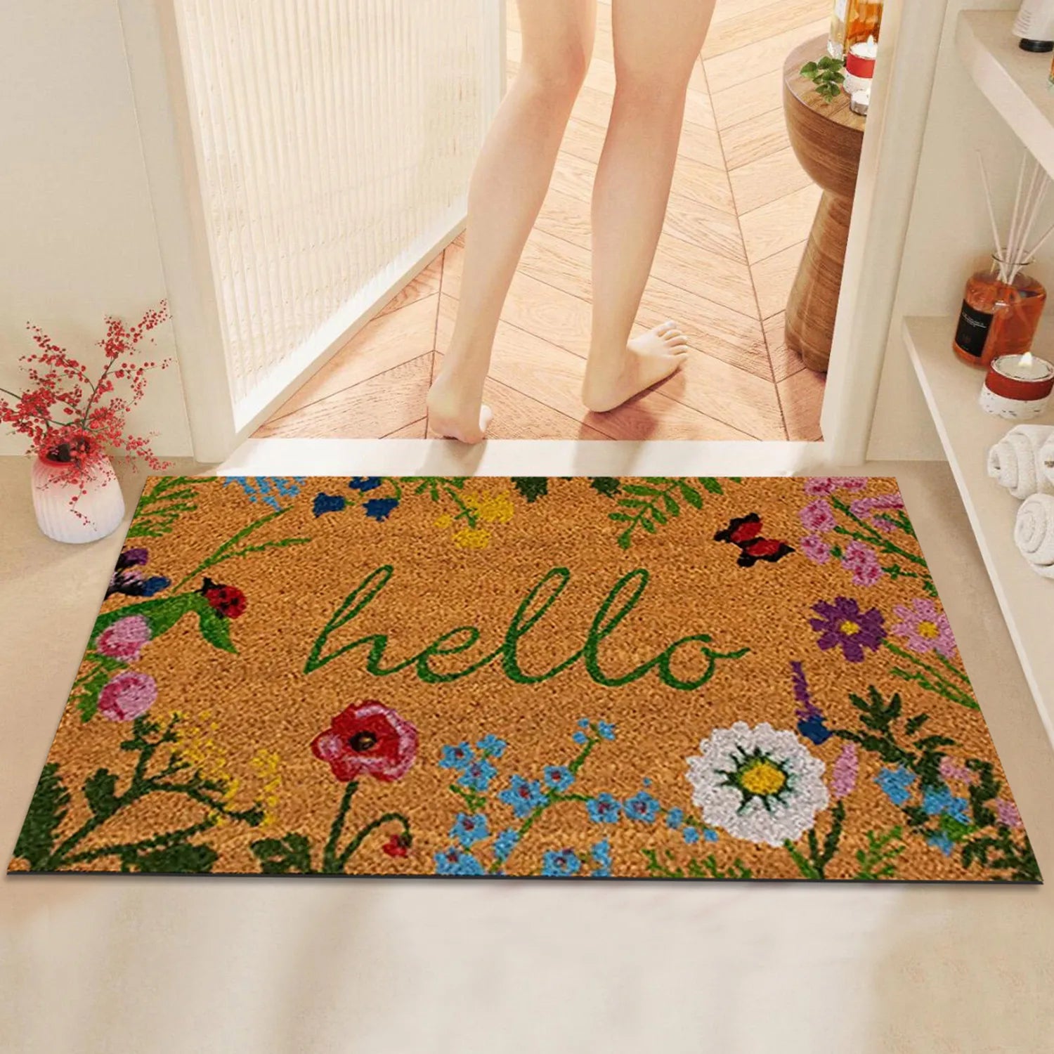 Thin Non-slip Floor Rug Mat, Durable Welcome Doormat Outdoor Entrance Mat, Welcome Mat, Machine Washable, Suitable for Family,