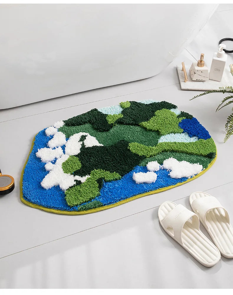 Thicken Moss Tufted Doormat Forest Aesthetics Kitchen Carpet Anti Slip Bath Mat Home Decor Entrance/Hallway Room Rug Customized