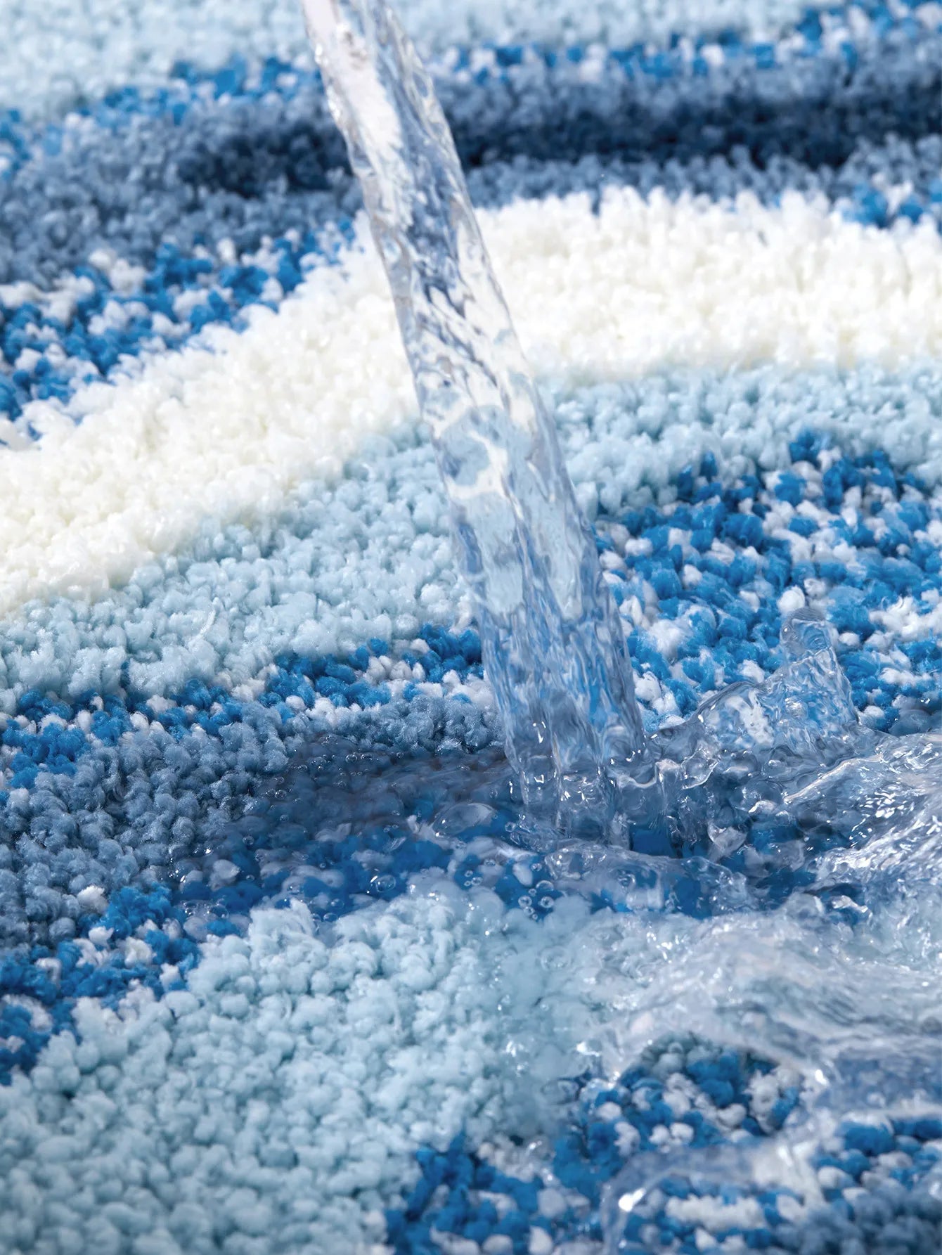 70x160CM Hand-Tufted Wave Bedside Rug, Home Bedroom Decoration Area Rugs, Microfiber Flocked Bathroom Non-slip Absorbent Mat