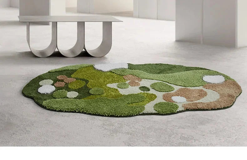 Household Moss Imitation Cashmere Coffee Table Rug Shaped Thicken Bedroom Bedside Mat Non-slip Absorbent Living Room Carpet