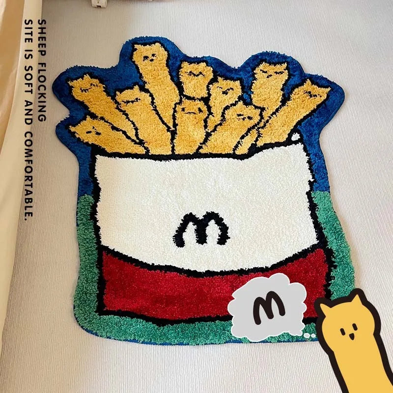 VIKAMA 1PC INS Cute Cartoon Shaped Bread Imitation Cashmere Carpet Living Room Bedroom Decoration Thickened Non-Slip Bed Rug