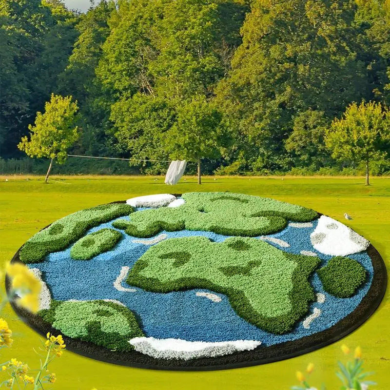 Cartoon Earth Round Rug For Bedroom Home Decor Soft Kids Play Floor Mat Thick Tufted Children Crawling Tatami Carpet