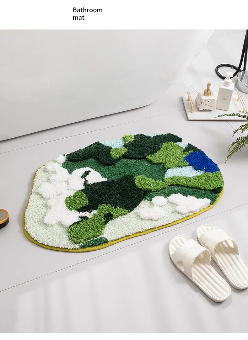 Thicken Moss Tufted Doormat Forest Aesthetics Kitchen Carpet Anti Slip Bath Mat Home Decor Entrance/Hallway Room Rug Customized