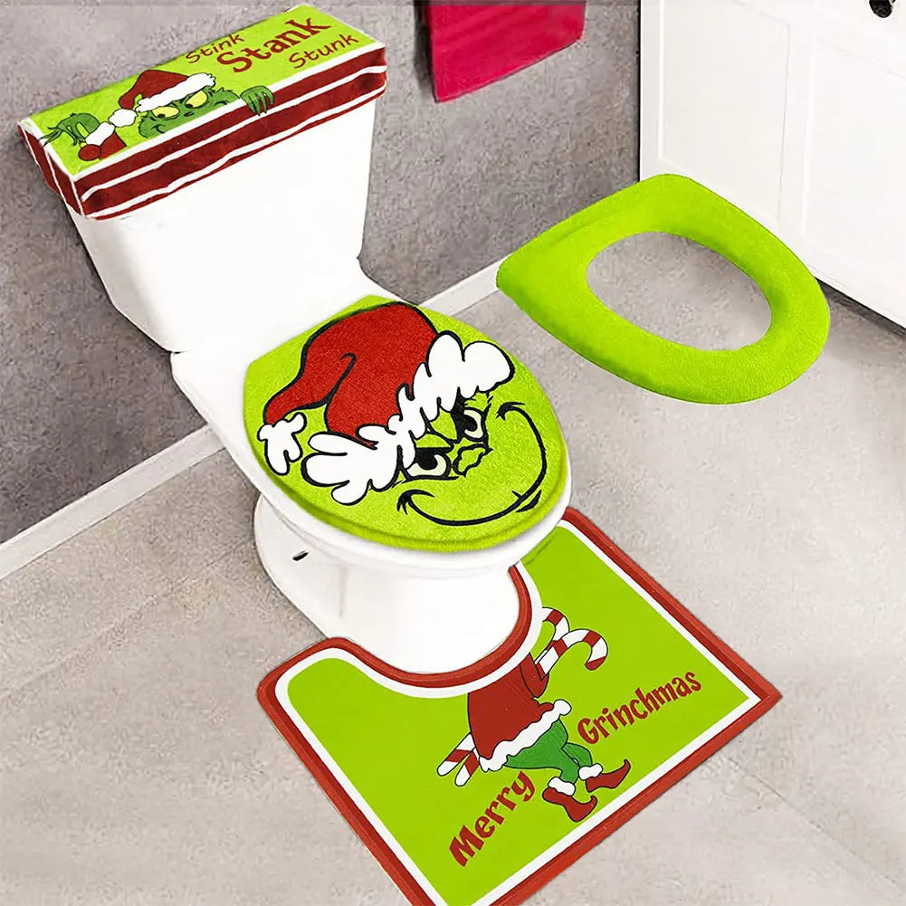 4Pcs/Set The Grinch Toilet Seat Cover
