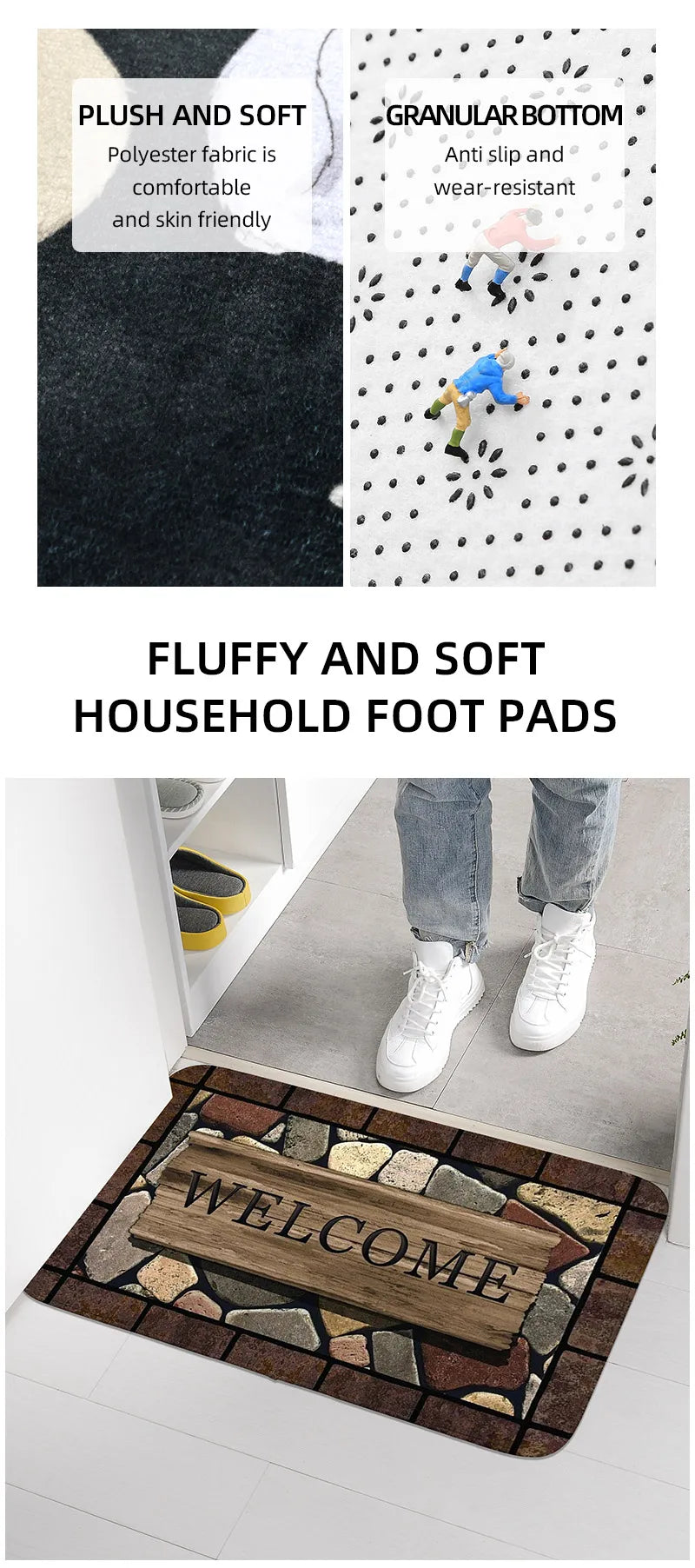 1pc Floral & Letter Graphic Door Mat Doormat Carpets Rug Carpet Bath Kitchen Garden Anti-Slip Small Home Kitchen Welcome Mats