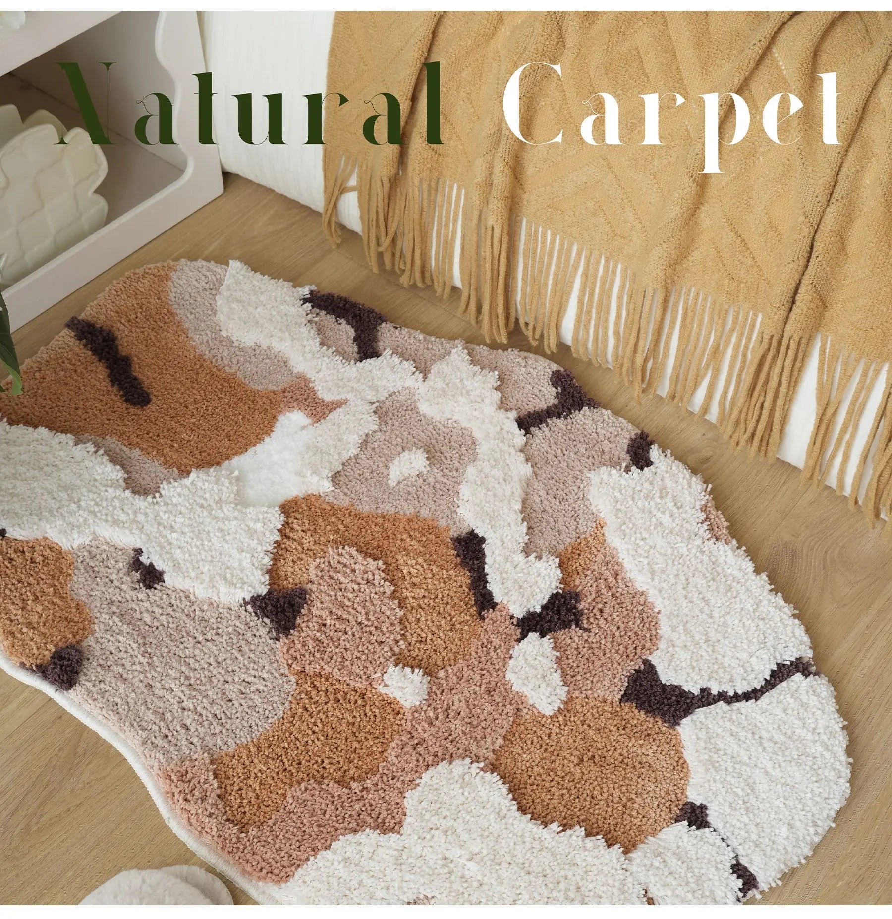 VIKAMA Imitation Cashmere Cute Cartoon Carpet Shaped Rugs Bedside Carpets Home Decor Living Room Sofa Rugs Non-Slip Bedroom Mat