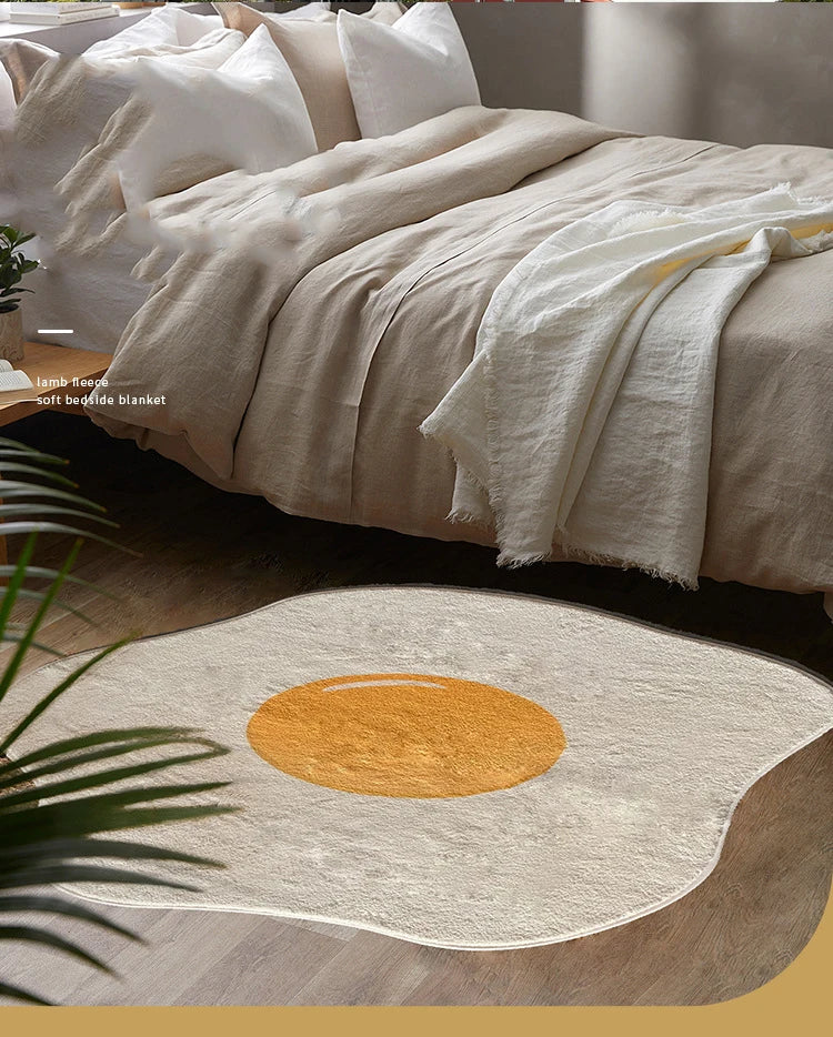 Nordic Flower Rug Ins Egg Sunflower Carpet for Bedroom Living Room Cute Plush Floor Mat Simple Round Bedside Decor Area Rugs