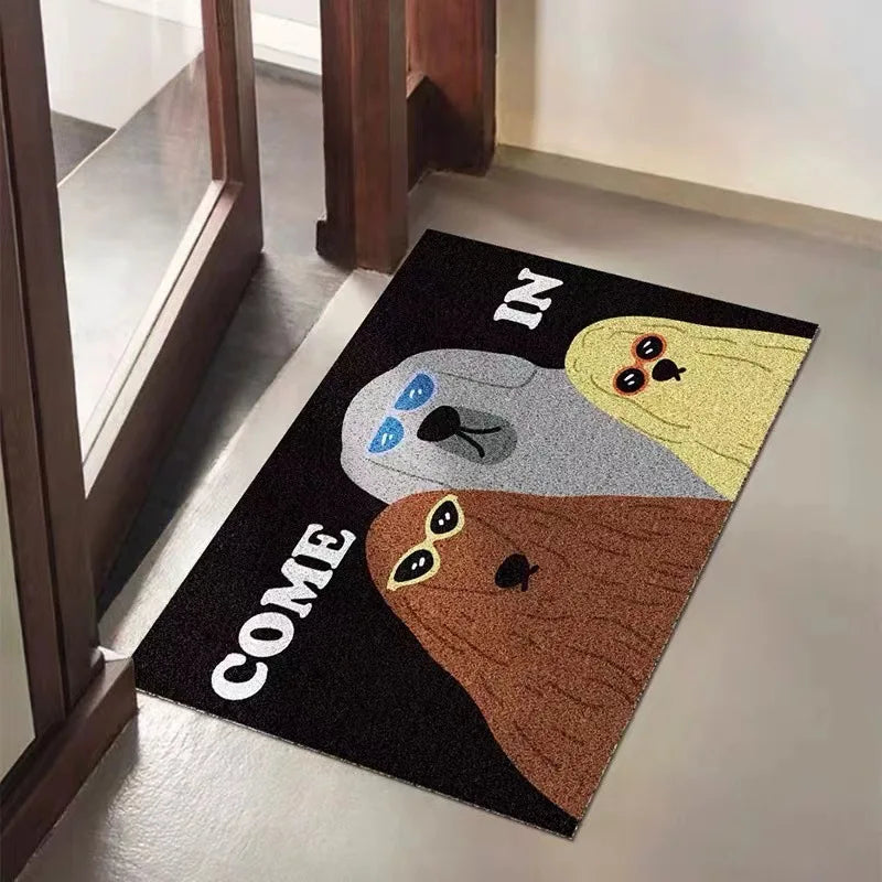 Funny Cats Entrance Doormat Dogs Anti-slip PVC Floor Mats Easy Clean Entry Porch Hallway Entryway Home Decor Dust Removal Carpet