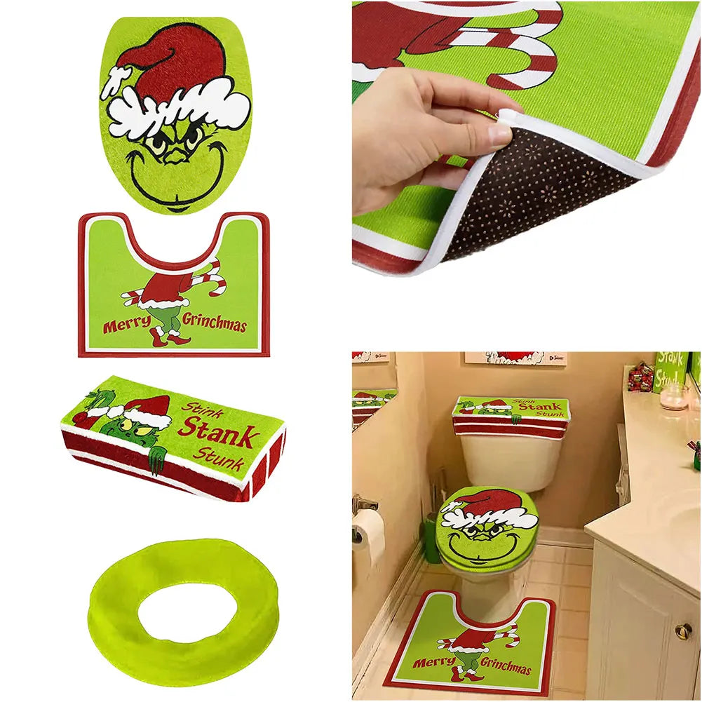 4Pcs/Set The Grinch Toilet Seat Cover