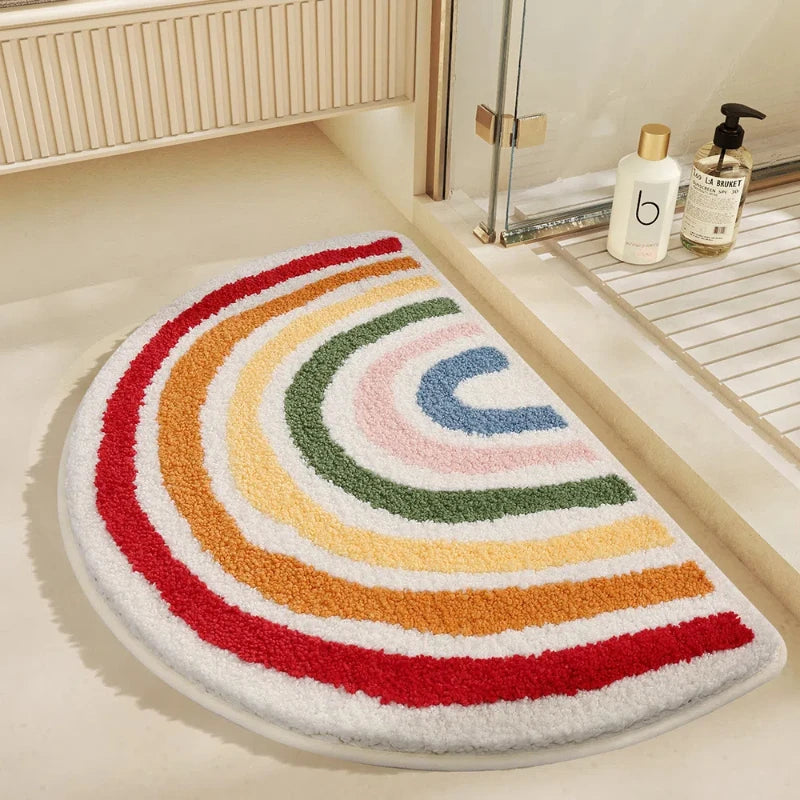 Bathroom Mat, Absorbent Mat, Household Bathroom Entrance Mat, Semi-circular Anti Slip Carpet, Door Mat