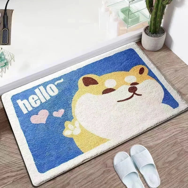 Cartoon Floor Mat, Bathroom, Water Absorption, Household Toilet, Doorstep, Bathroom, Non Slip Entrance Mat, Bedroom Carpet