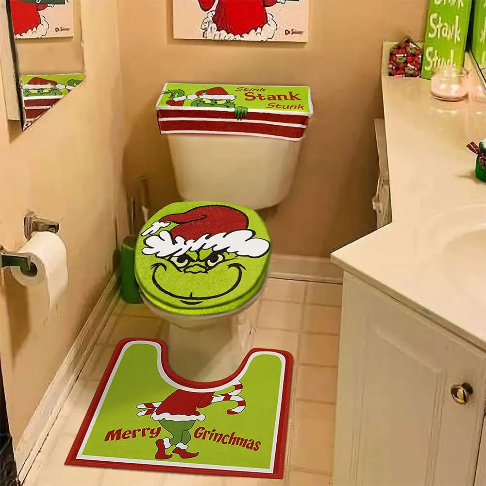 4Pcs/Set The Grinch Toilet Seat Cover
