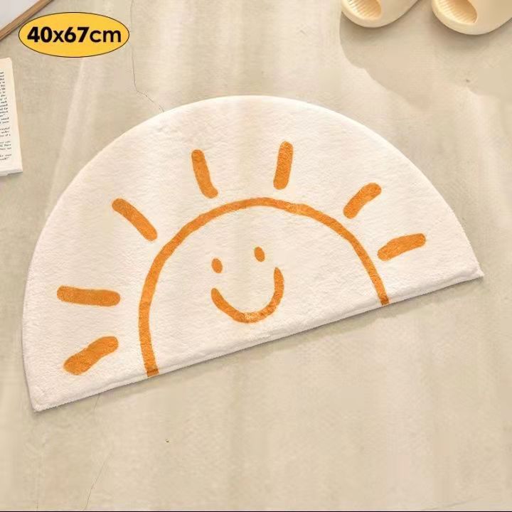 Nordic Flower Rug Cartoon Decor Carpet for Living Room Bedroom Bedside Area Rug  Smile Floor Mat Non-slip Bath Mat