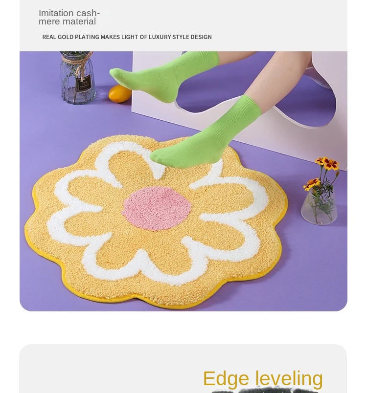 VIKAMA Simple Ins Flowers Imitation Cashmere Carpet Home Decoration Living Room Bedroom Non-Slip Mat Bathroom Absorbent Door Mat