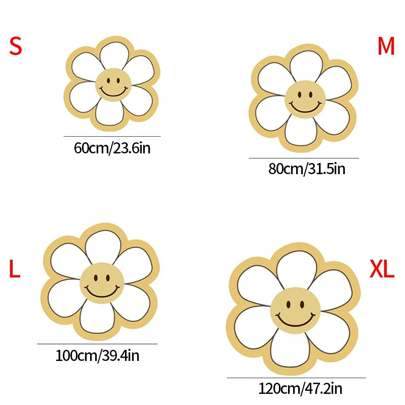 Nordic Flower Rug Ins Egg Sunflower Carpet for Bedroom Living Room Cute Plush Floor Mat Simple Round Bedside Decor Area Rugs