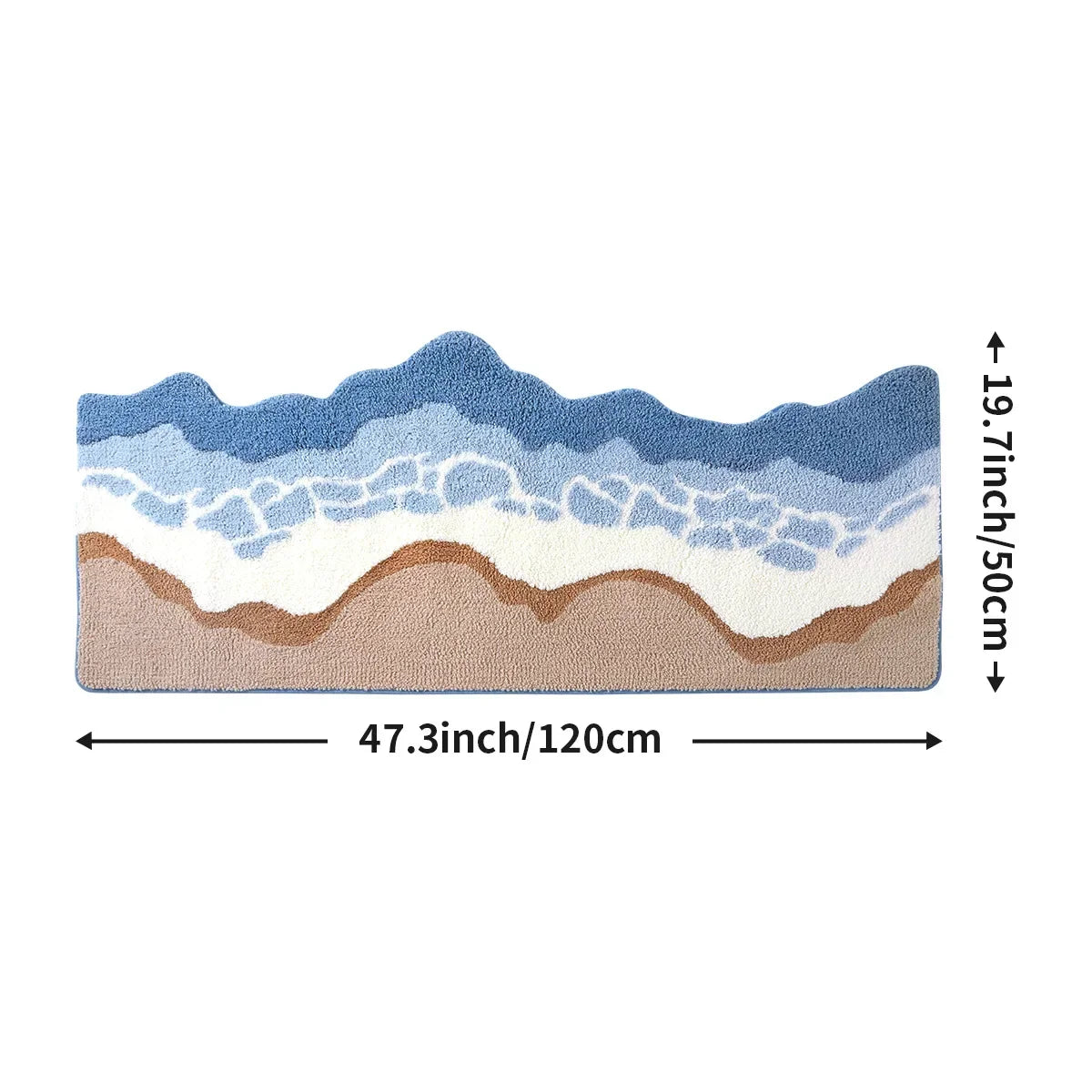 70x160CM Hand-Tufted Wave Bedside Rug, Home Bedroom Decoration Area Rugs, Microfiber Flocked Bathroom Non-slip Absorbent Mat