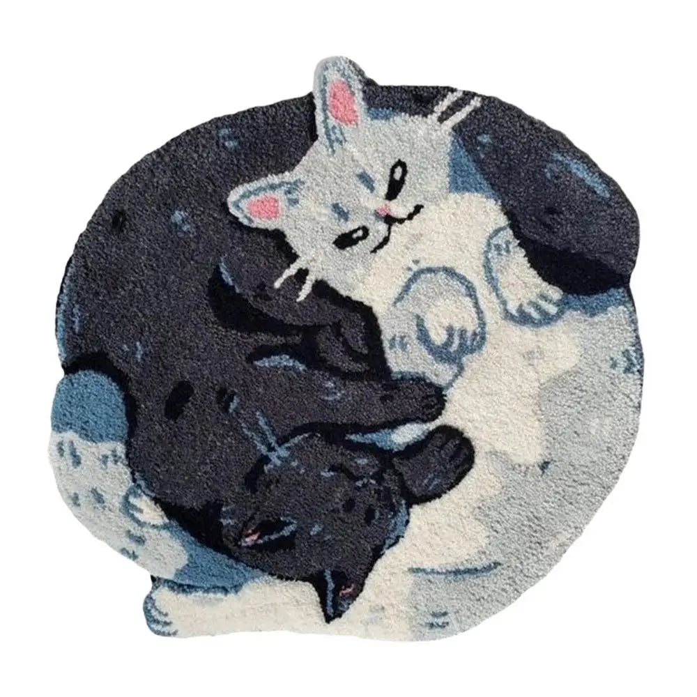 Cat Bathroom Rug Hugging Cat Pattern Plush Bathroom Decor Mat Funny Machine Wash Water Absorbent Thick Shower Rug With Non-Slip